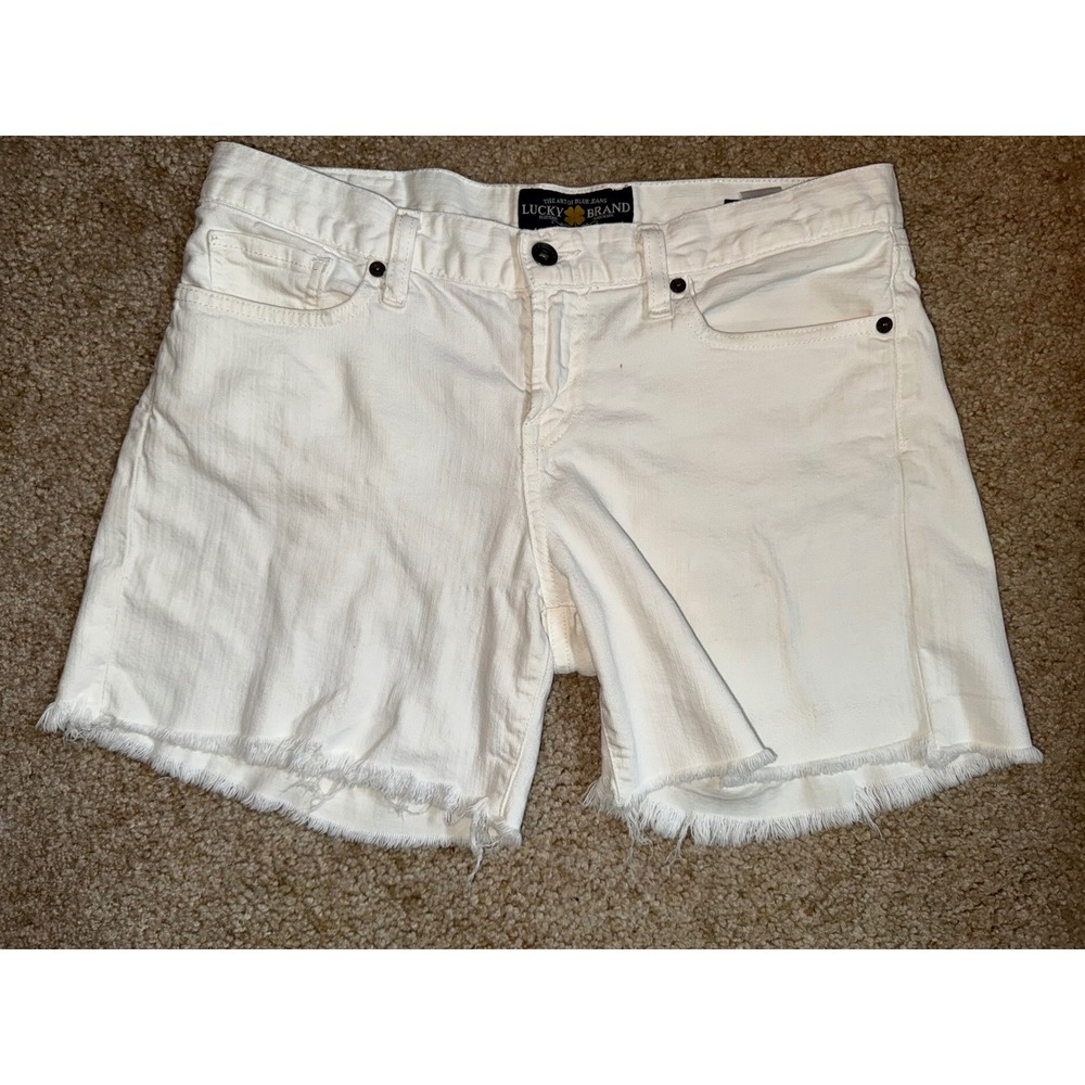 Lucky Brand Abby short‎ White Denim Shorts Frayed Hem Casual Summer size 6/28